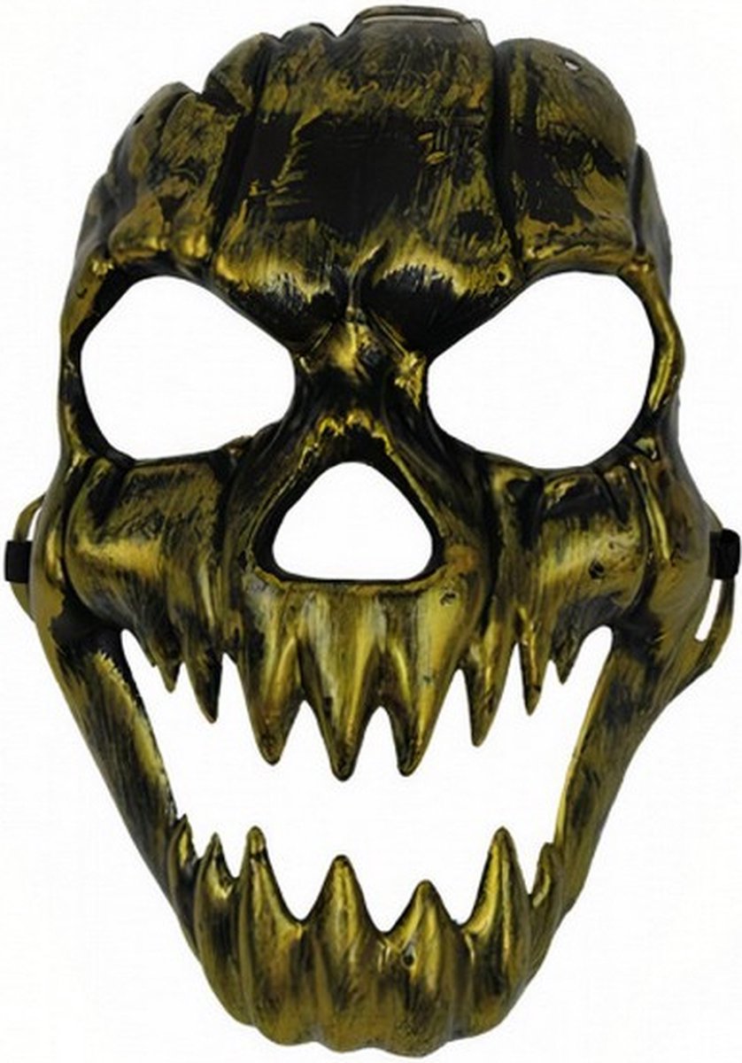 gezichtsmasker Ghost PVC goud one-size