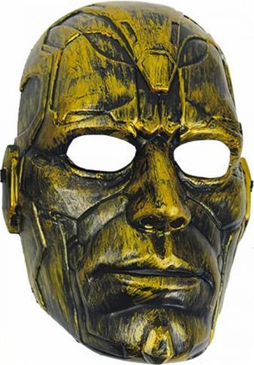 gezichtsmasker Metal Man PVC goud one-size