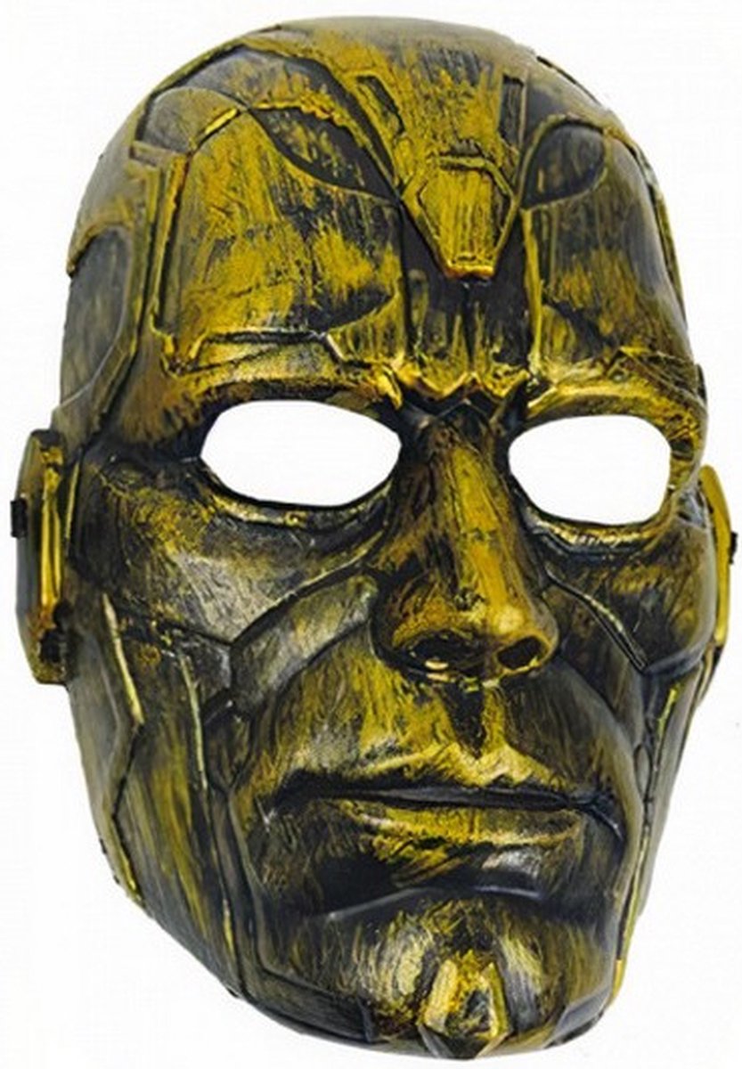 gezichtsmasker Metal Man PVC goud one-size