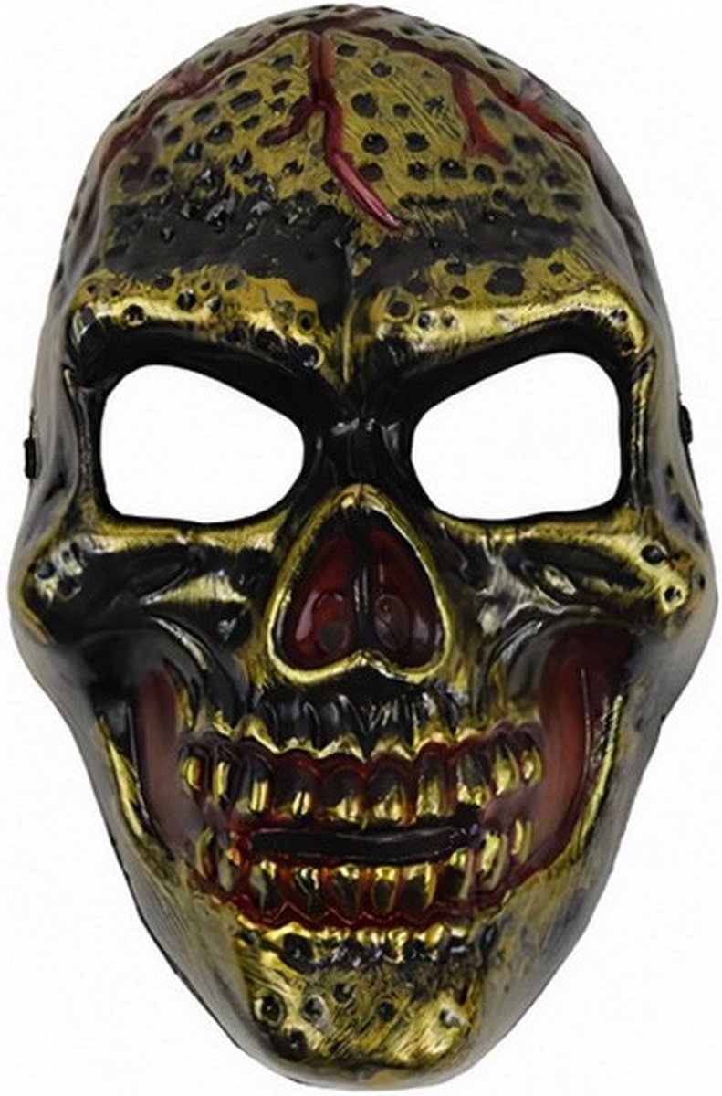 gezichtsmasker Skull PVC goud one-size