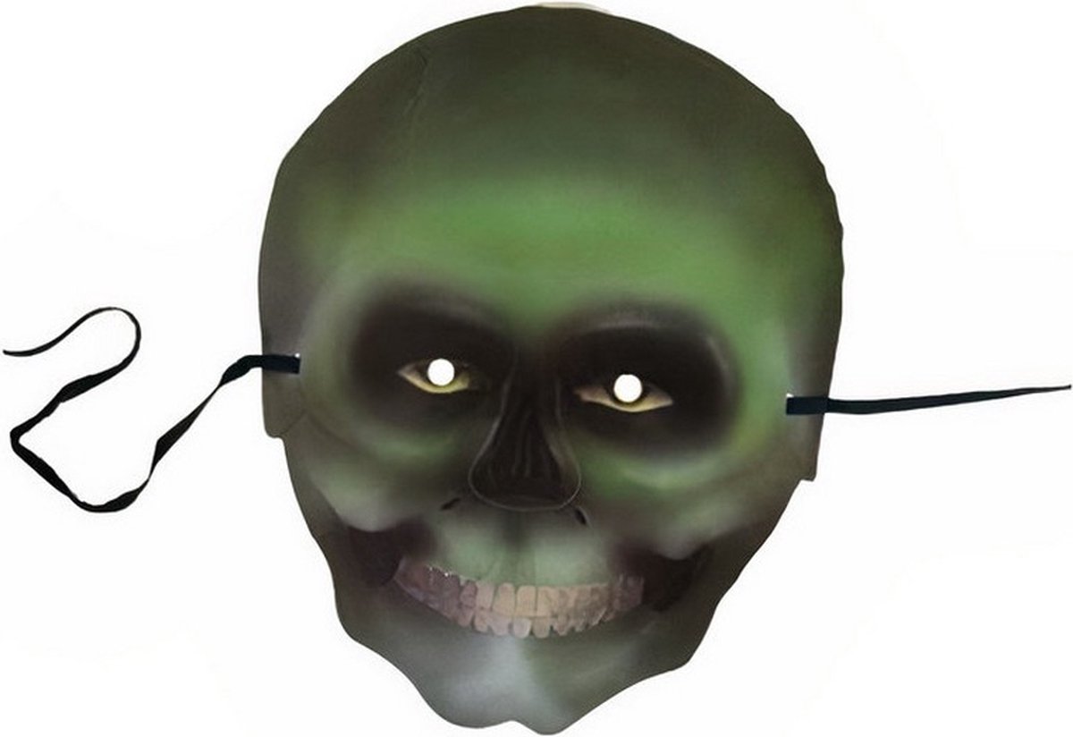 gezichtsmasker doodskop junior karton groen/zwart