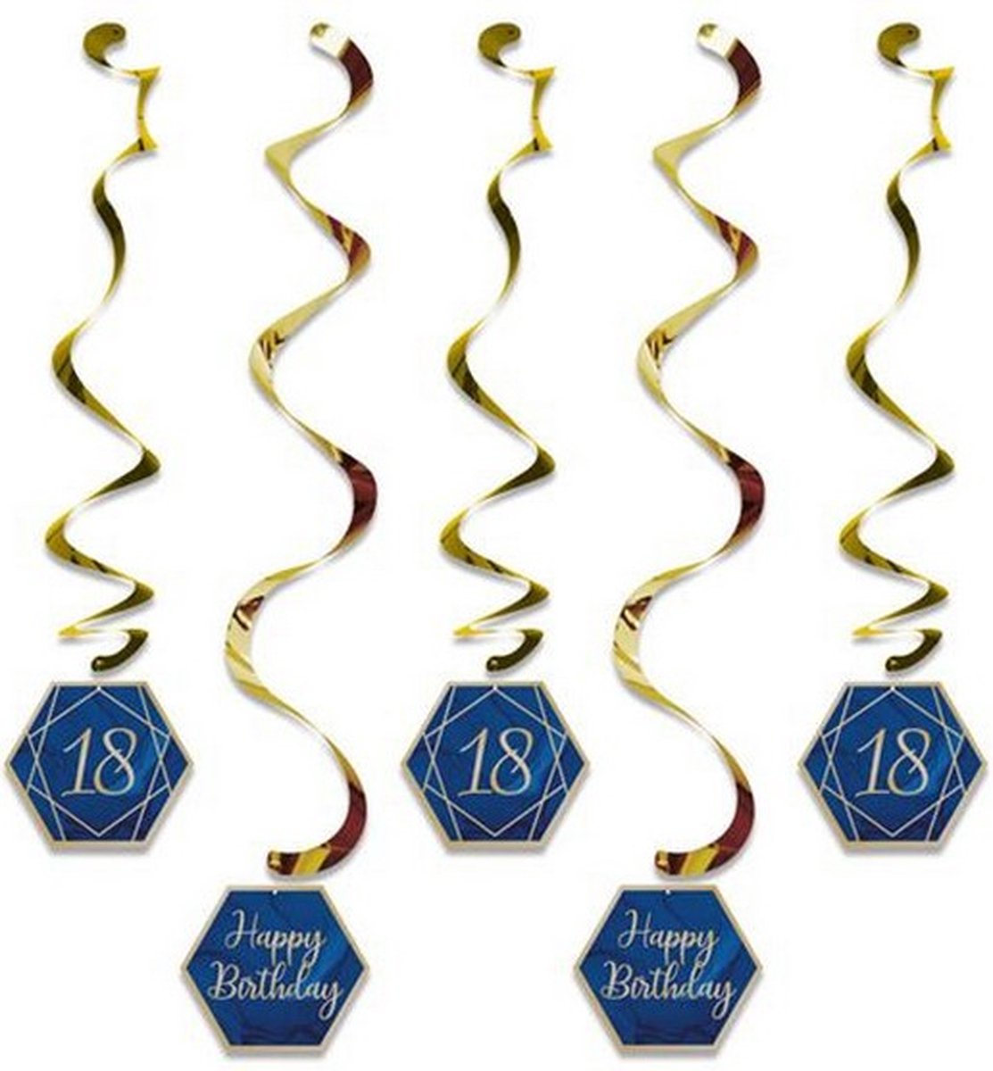 hangdecoratie 18 jaar 99 cm navy/goud 5 stuks