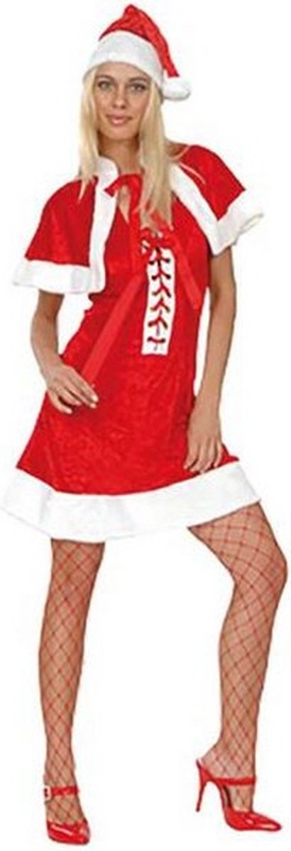 kerstjurk Santa Lady Deluxe dames PE rood/wit mt M/L