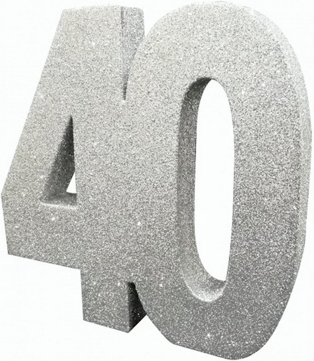 tafeldecoratie 40 jaar 20 cm glitter zilver