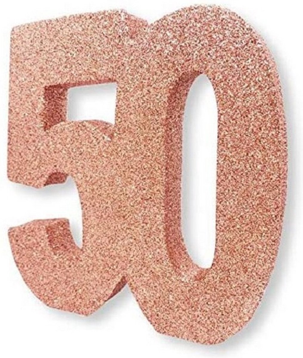 tafeldecoratie 50 jaar 20 cm glitter rosÃ©goud