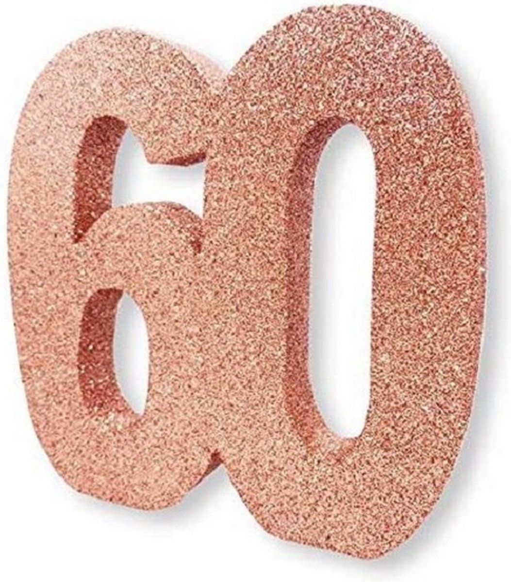 tafeldecoratie 60 jaar 20 cm glitter rosÃ©goud