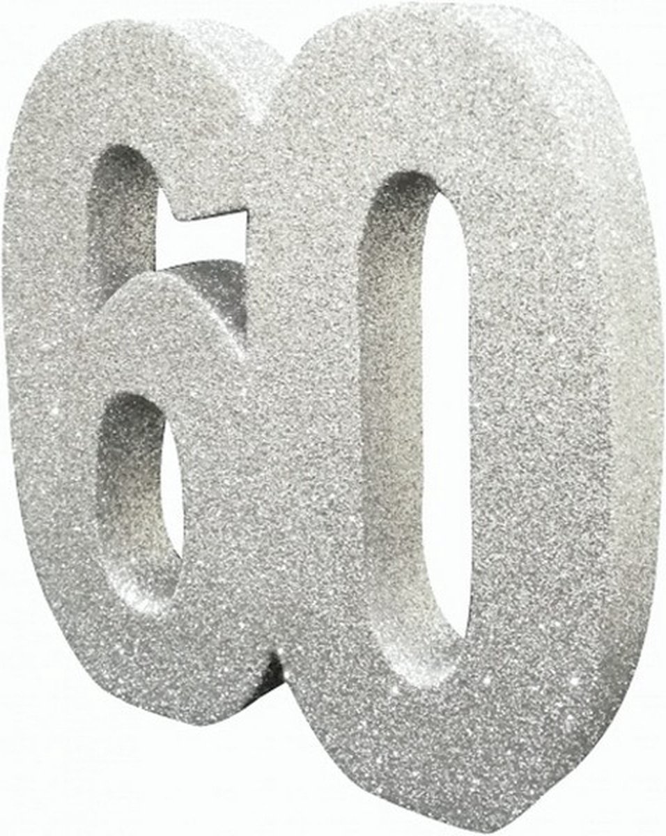 tafeldecoratie 60 jaar 20 cm glitter zilver