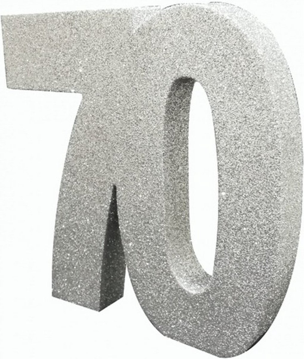 tafeldecoratie 70 jaar 20 cm glitter zilver