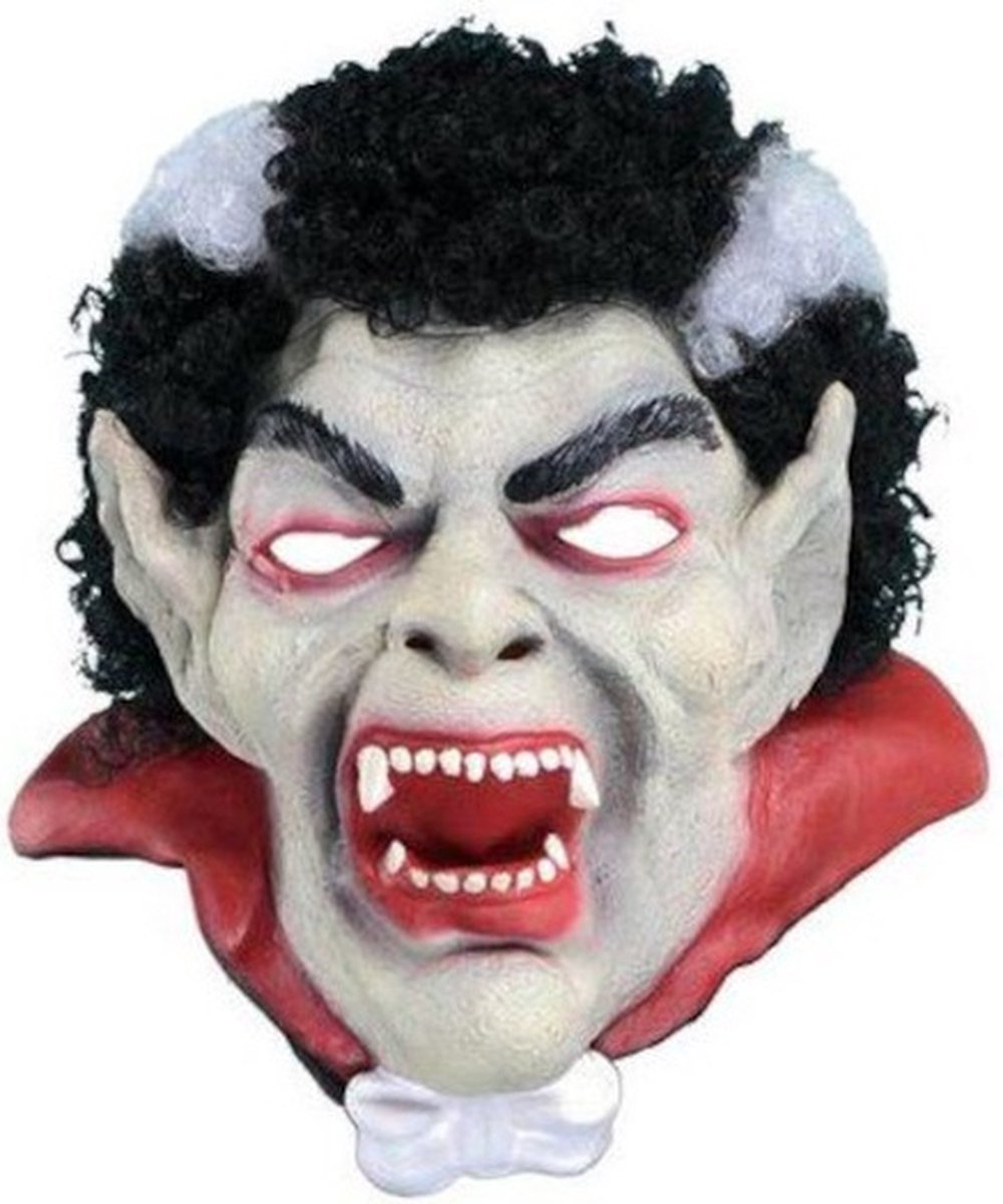 verkleedmasker Dracula rubber wit/rood/zwart one-size