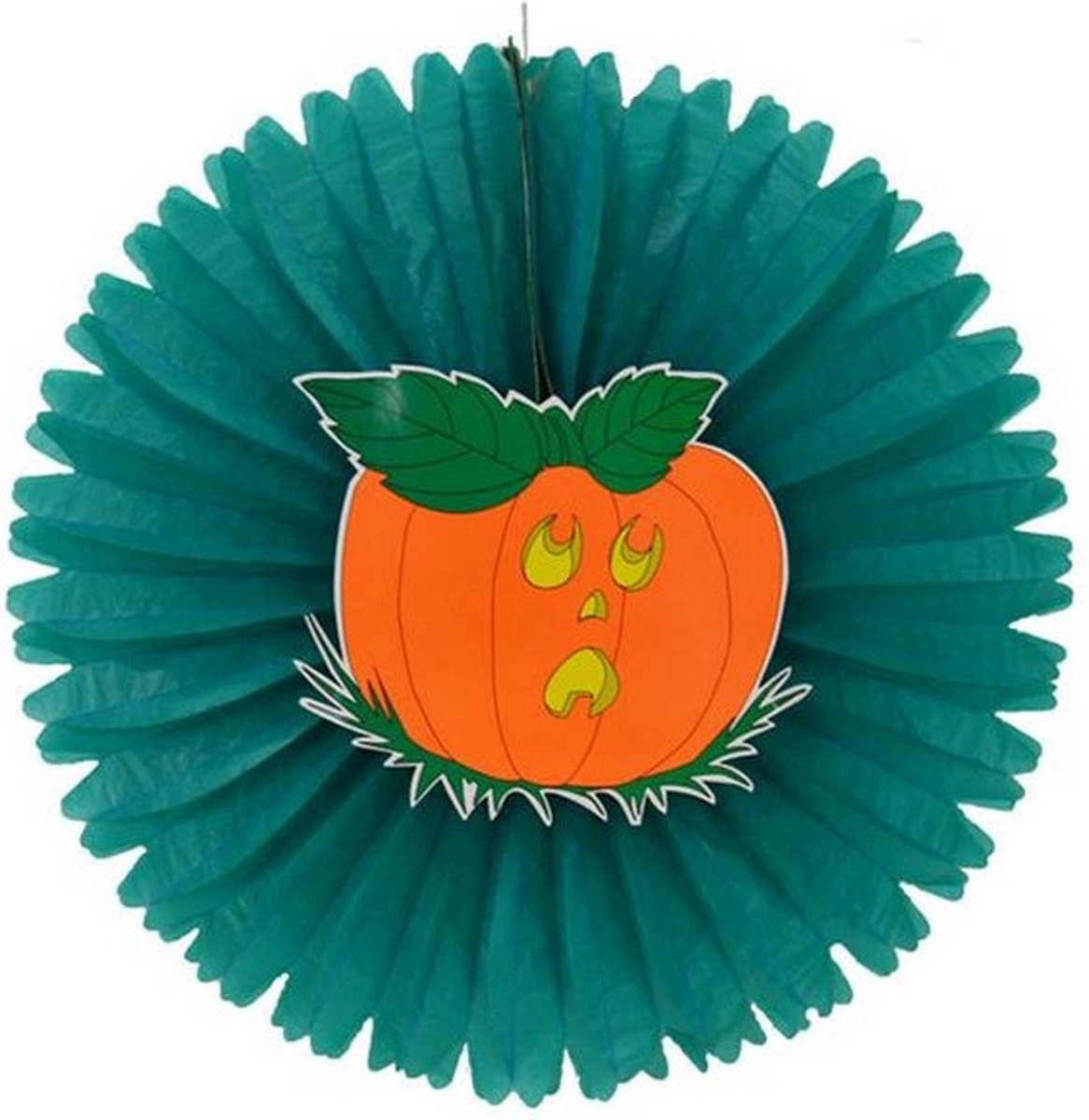 waaier pompoen 50 cm papier/karton groen/oranje