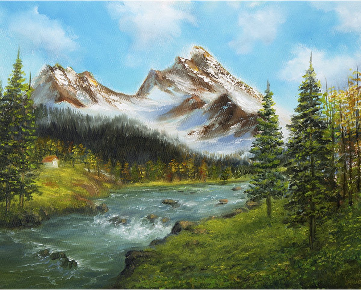 Diamond Painting Mountain river 50x40  Wizardi