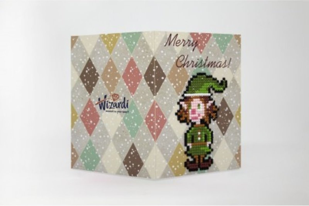 Diamond painting Wenskaart Merry Christmas (Elf)