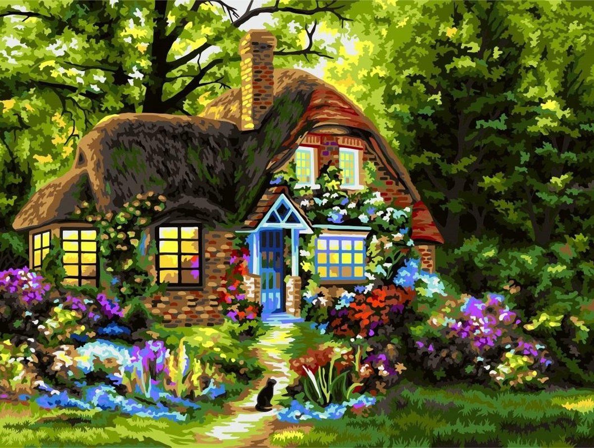 SCHILDEREN OP NUMMER voor volwassenen - FAIRYTALE HOUSE - 40 x 50 cm - WIZARDI