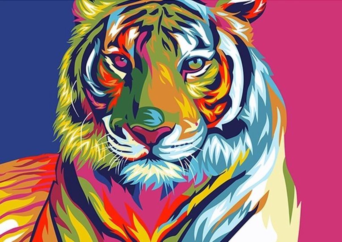 Schilderen op Nummer pakket Rainbow Tiger 20 x 30 cm