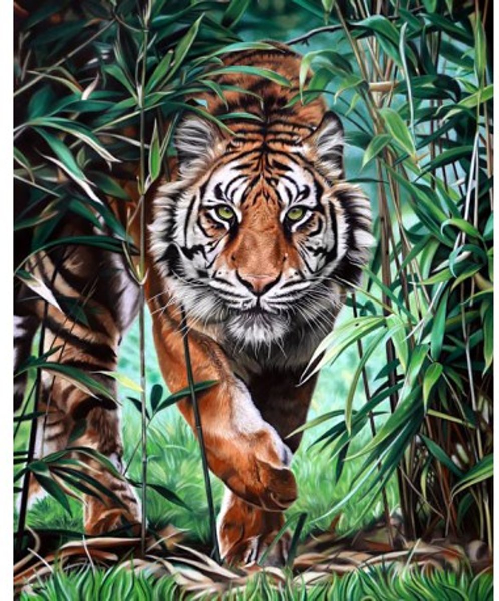 WIZARDI DIAMOND PAINTING DANGEROUS TIGER