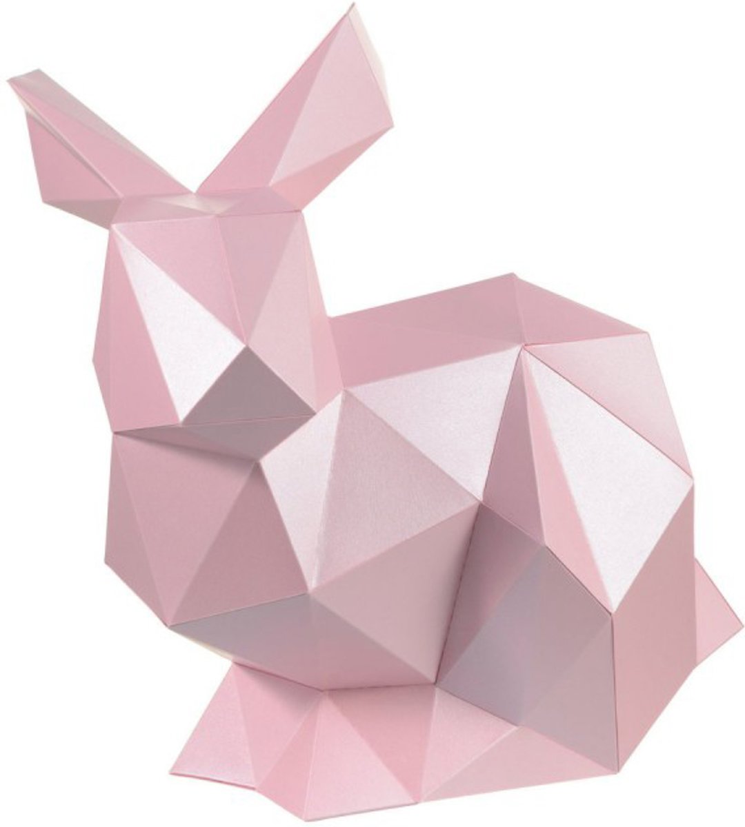 Wizardi 3D papercraft roze konijn – Papieren sculptuur - papercraft sculpture – 30 cm hoog