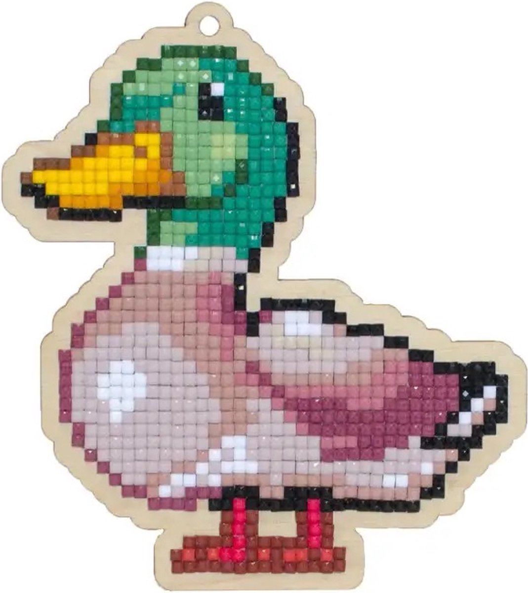 Wizardi CHARM - DUCK - Eend - diamond painting op hout