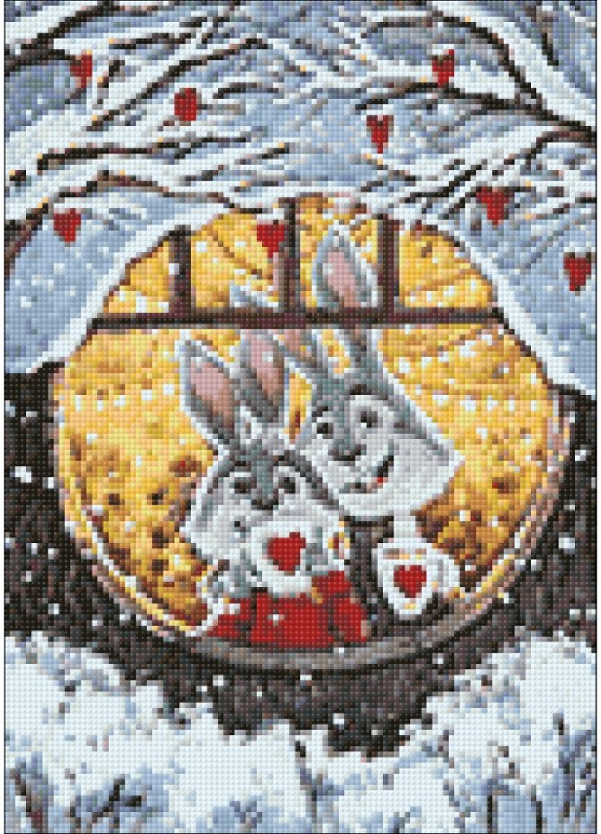 Wizardi Diamond Painting Kit Rabbits´Cosy Home WD2384