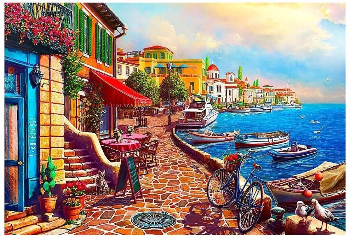 Wizardi Diamond Painting Sea Resort 70*50 cm  Vierkante Steentjes