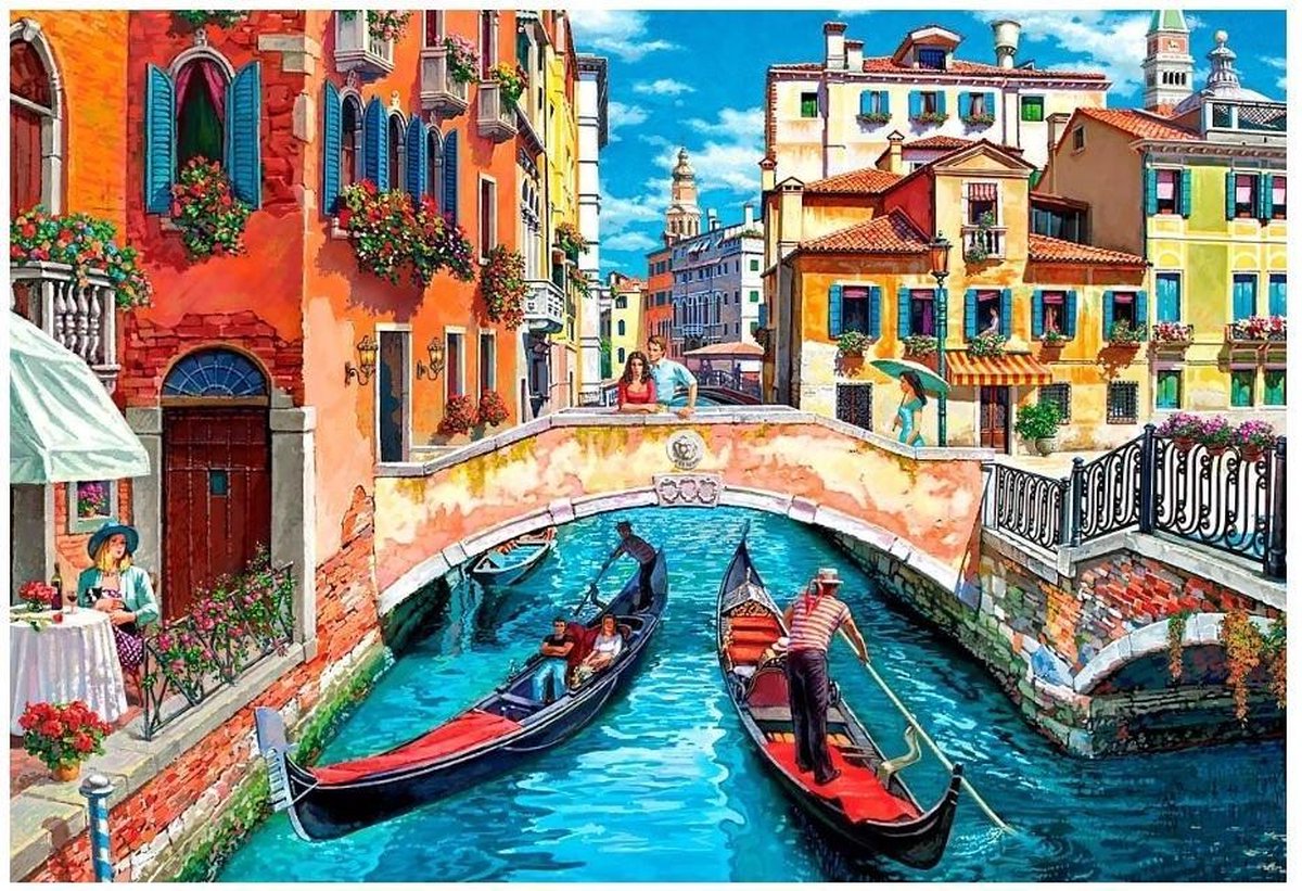 Wizardi Diamond Painting Sunny Venice 70*50 cm Vierkante Steentjes