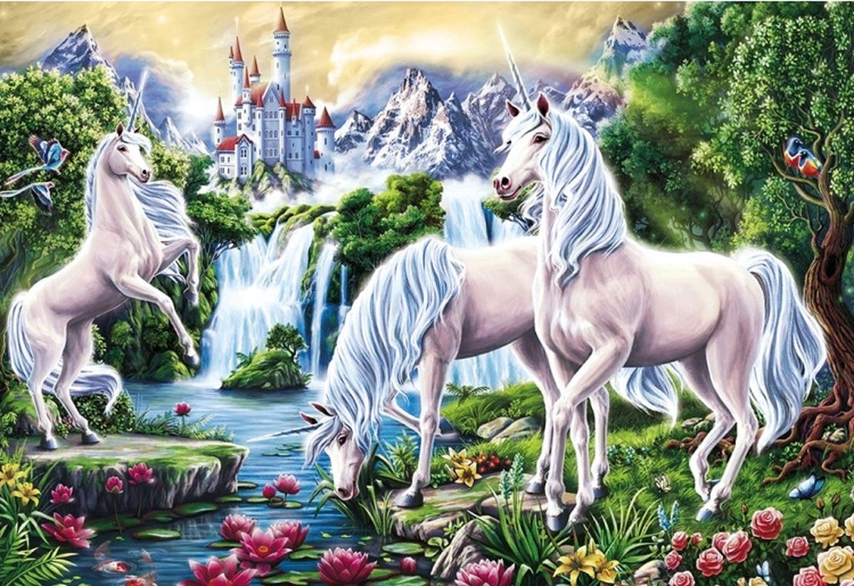 Wizardi Diamond Painting Unicorns 70x48 cm  vierkante steentjes