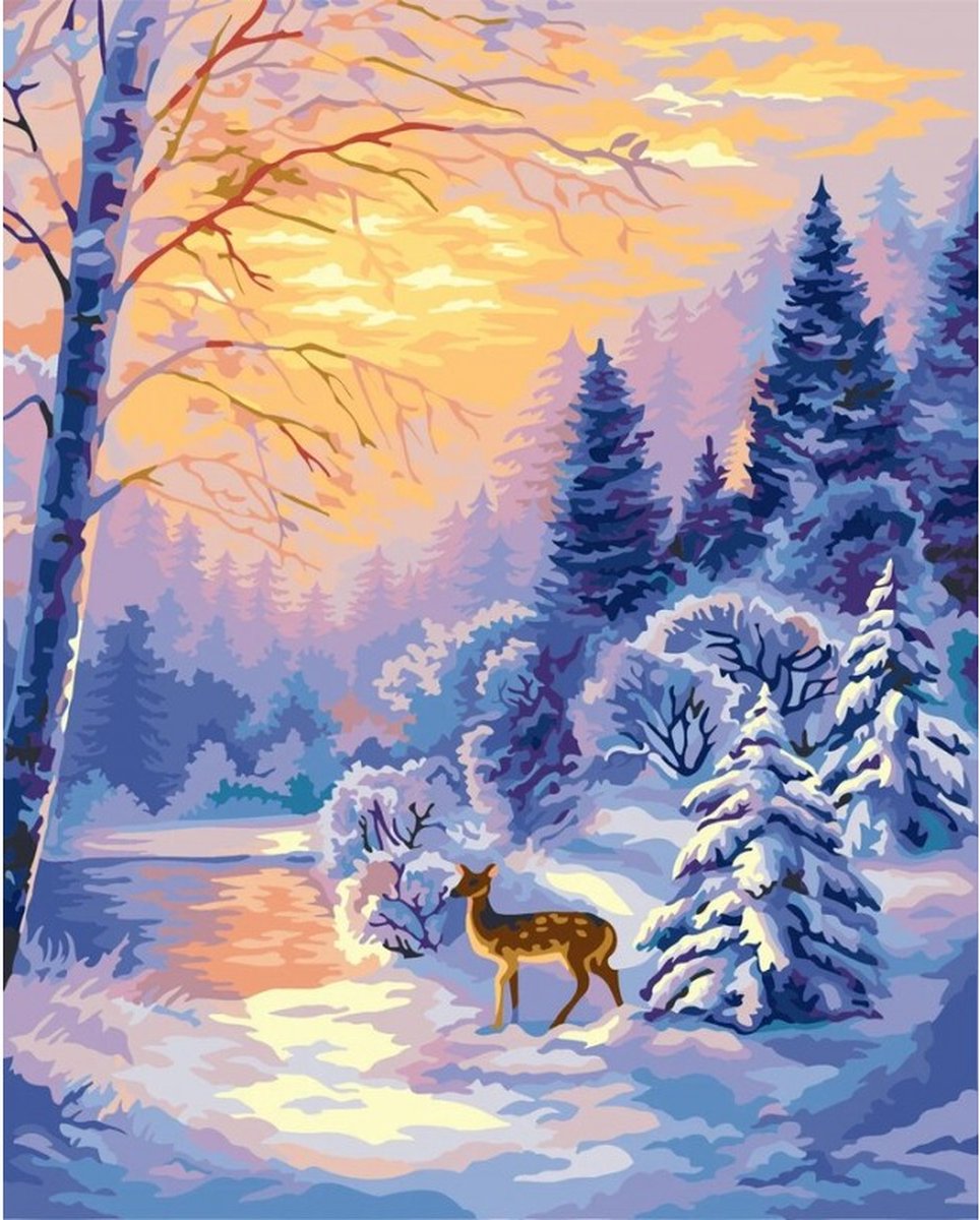 Wizardi Schilderen op nummer kit. December morning 40x50 cm A069