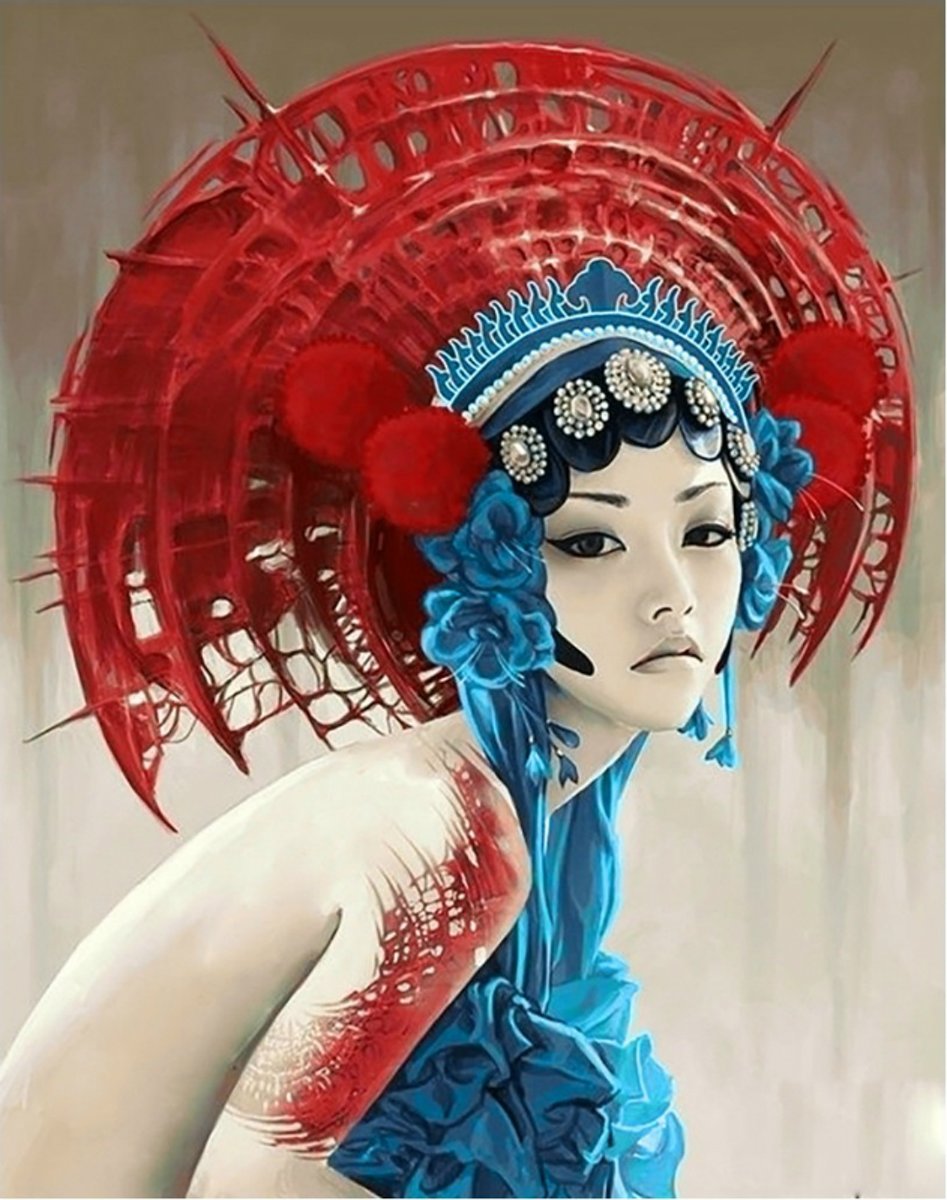 Wizardi diamond painting – Chinese opera muze - 38 x 48 cm