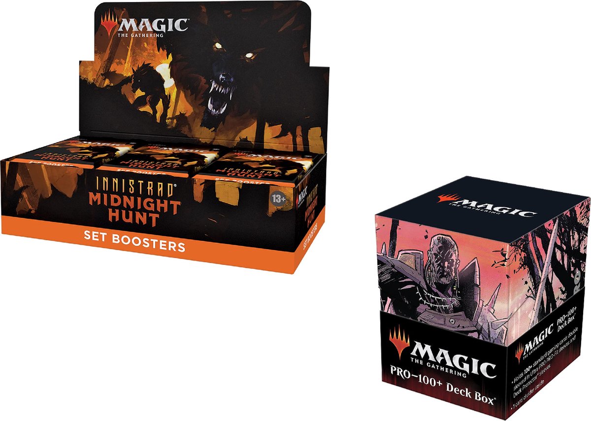 Magic the Gathering - Innistrad Midnight Hunt - Set Booster Box & MTG Deck Box Bundle - MTG - Magic kaarten