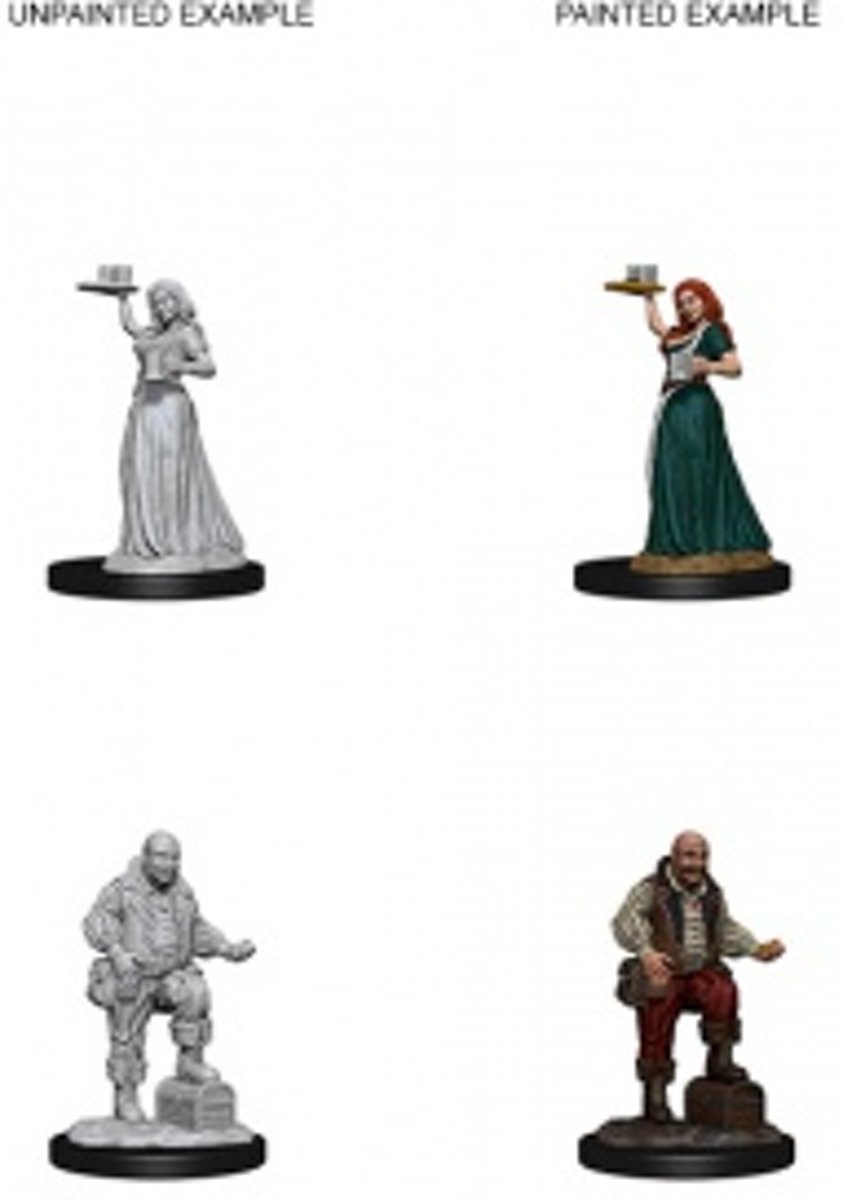 Pathfinder Deep Cuts Unpainted Miniatures - Merchants (Serving Girl/Merchant)