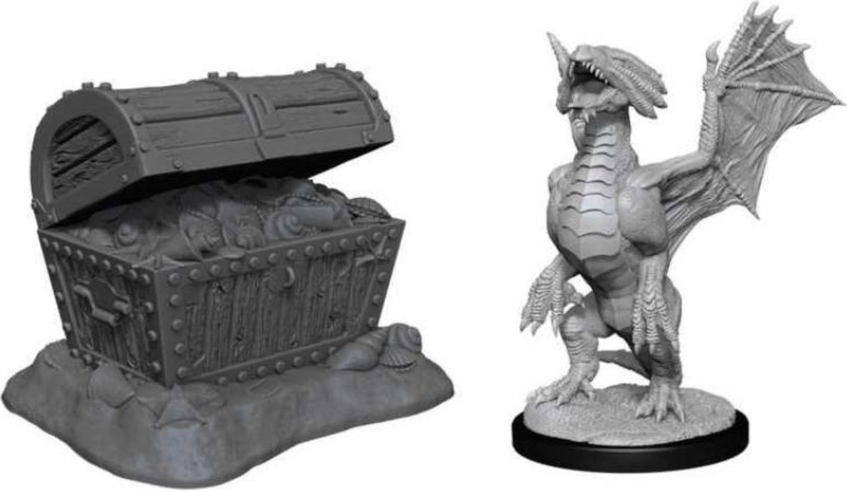 Wizkids: Dungeons and Dragons - Nolzurs Marvelous Miniatures - Bronze Dragon Wyrmling and Treasure