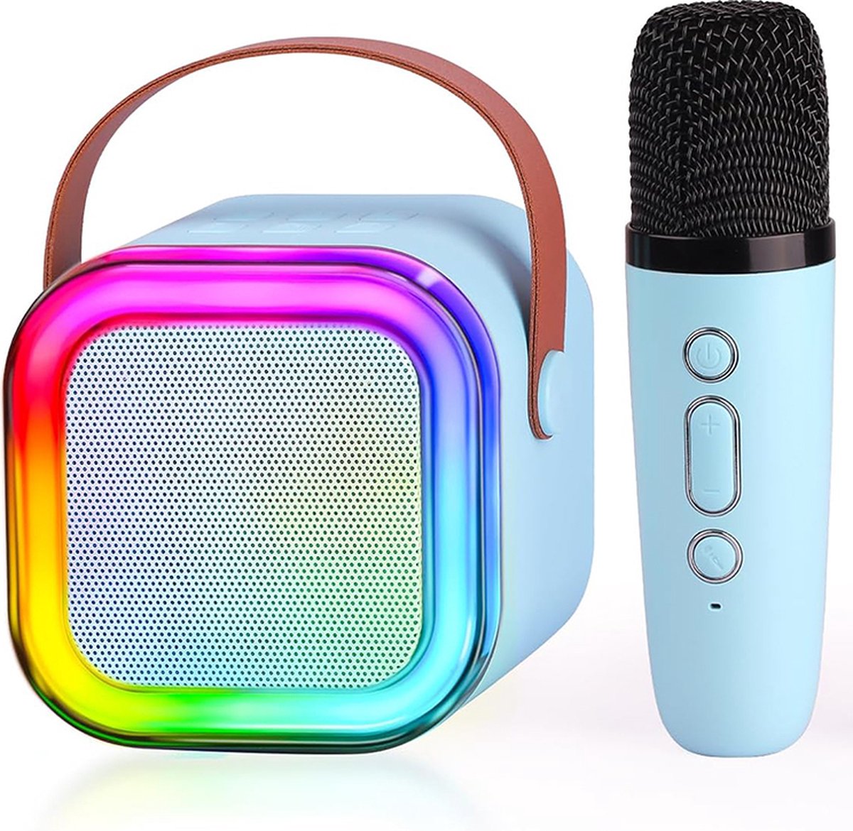   karaoke set A3-led – met bluetooth, TF-kaart en stemvervormer – oplaadbare accu – draadloze micro – voor kinderen – blauw