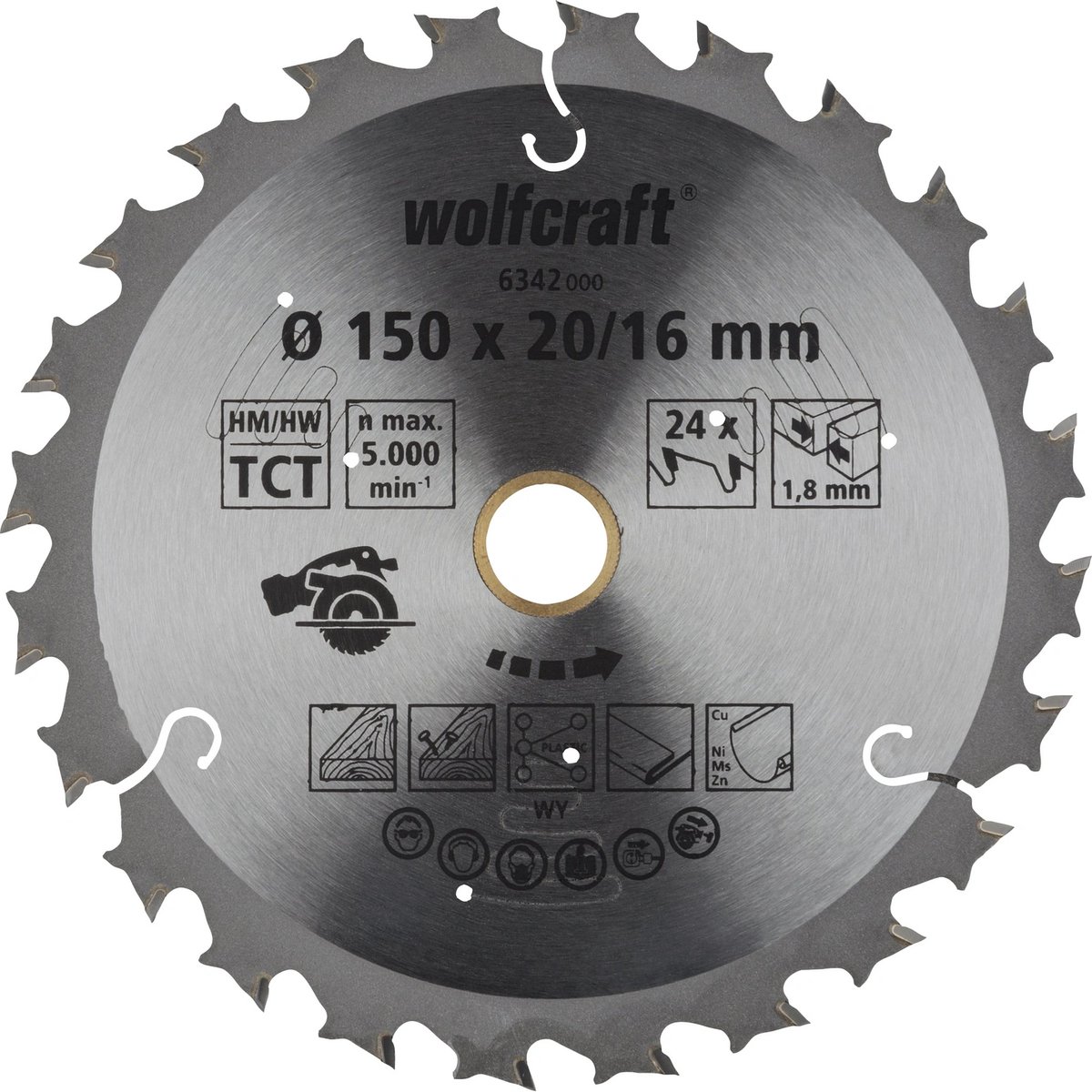 wolfcraft - Cirkelzaagblad voor accu-handcirkelzagen, serie lila, Ø 150 mm - 6342000
