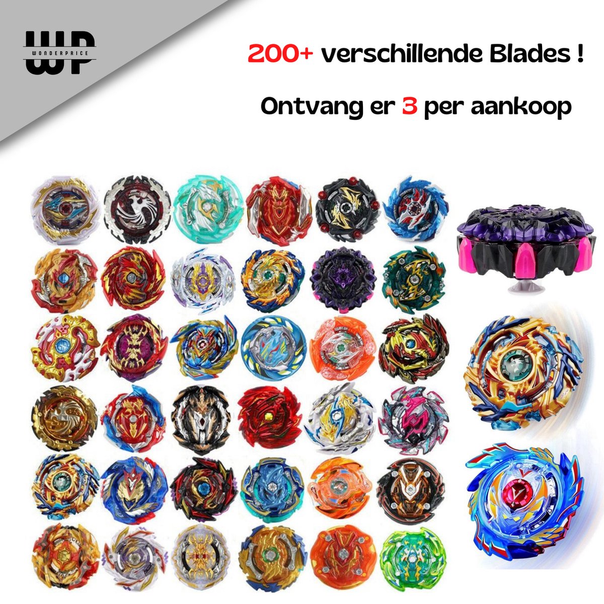 Bursttop - Beyblade - 3 Stuks - 200+ Verschillende Modellen - Inclusief Launchers - Spintollen