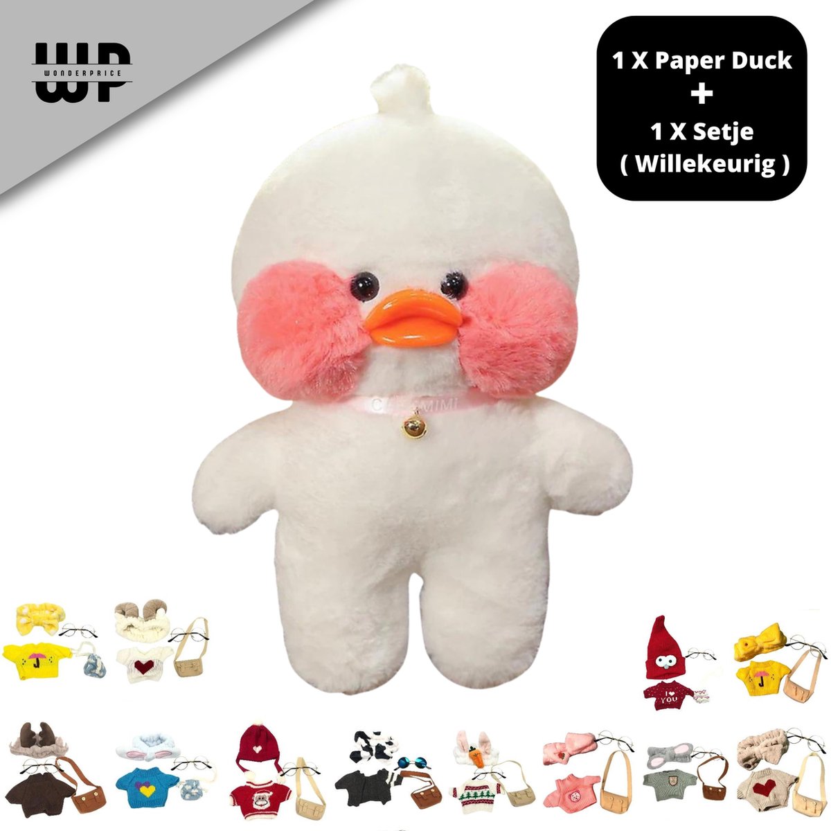 Wonderprice - Lalafanfan - Paper Duck - Wit - Inclusief Setje - Cafe Mimi