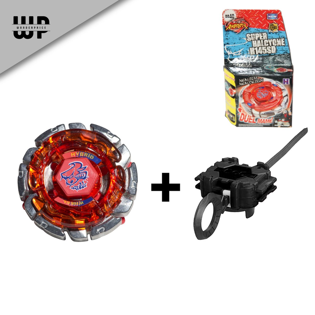 Wonderprice - Rapidity - Beyblade - Tol - Super Halcyone H145SD - Inclusief launcher - Black Bull