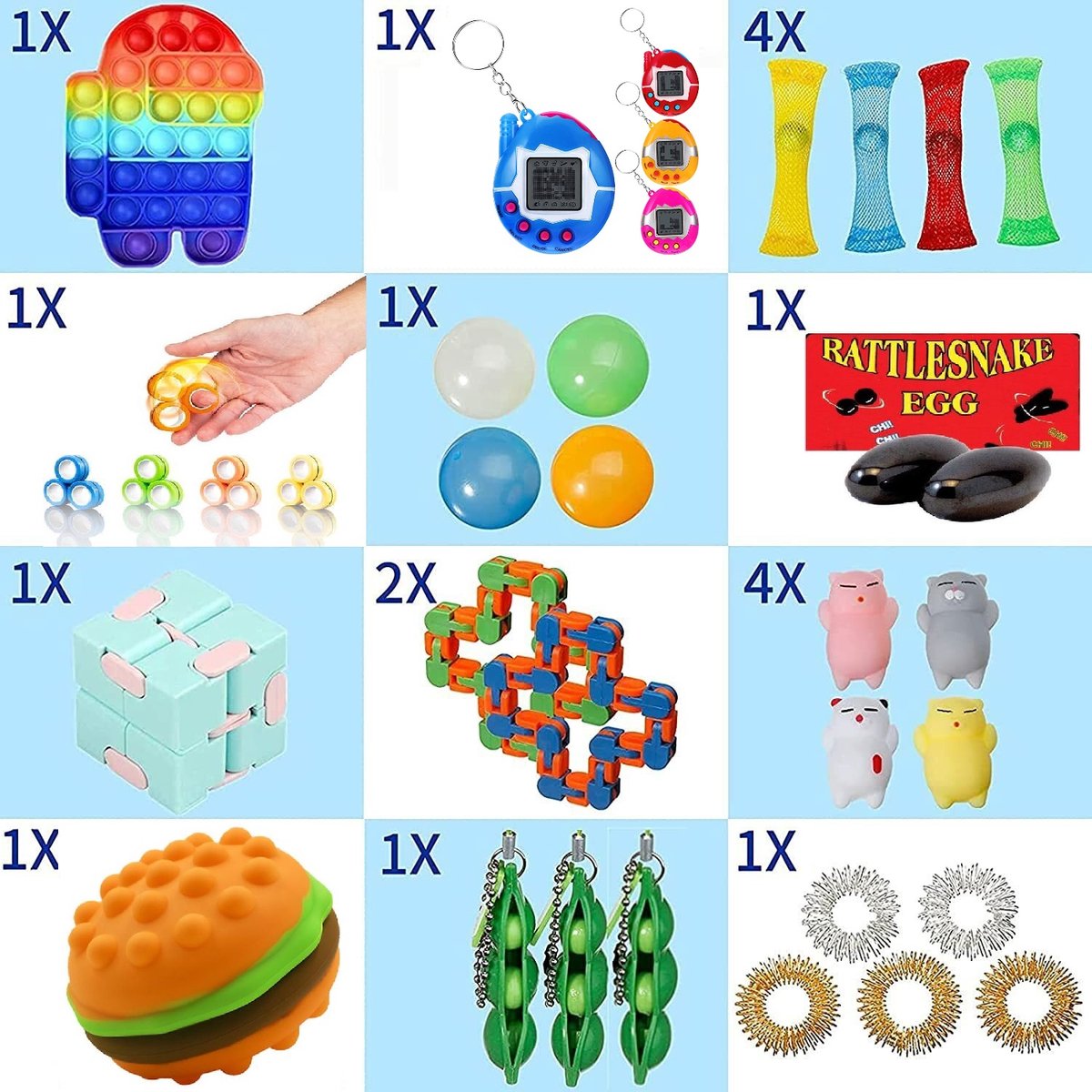 Wonderprice_Fidget Pakket 19 Stuks met Top Fidgets Mystery - 19 delig top pakket - sensory toys - fidget toys pakket 19 stuks must haves - vakantie pakket - kantoor - tegen verveling - Autovakantie