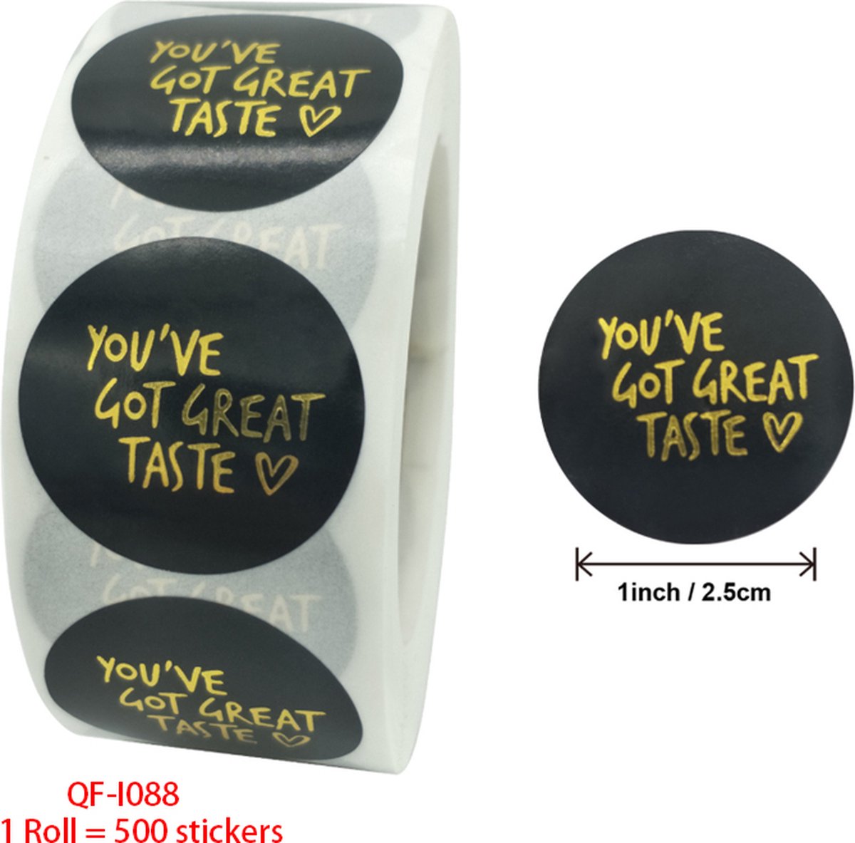 You`ve Got Great Taste stickers 500!! stuks! - Sluitstickers - Sluitzegel - Gebak - Koekjes - Sieraden - Small Business - Envelopsticker - Traktatie zakje - Cadeau - Cadeauzakje - Kado - Chique inpakken - Feest