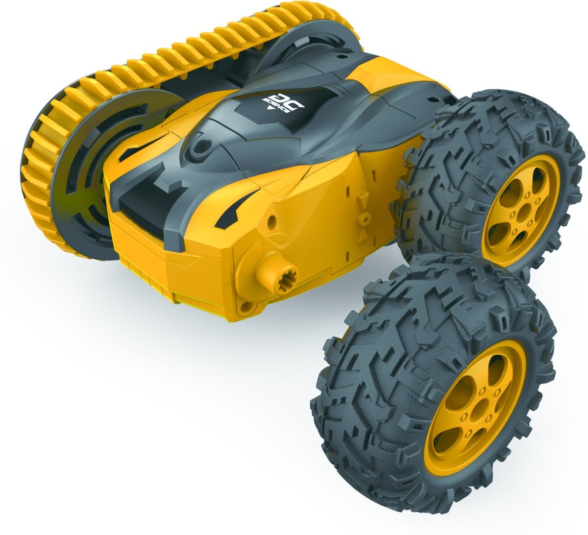 rc radiografisch bestuurbare stuntcar geel wonky cars