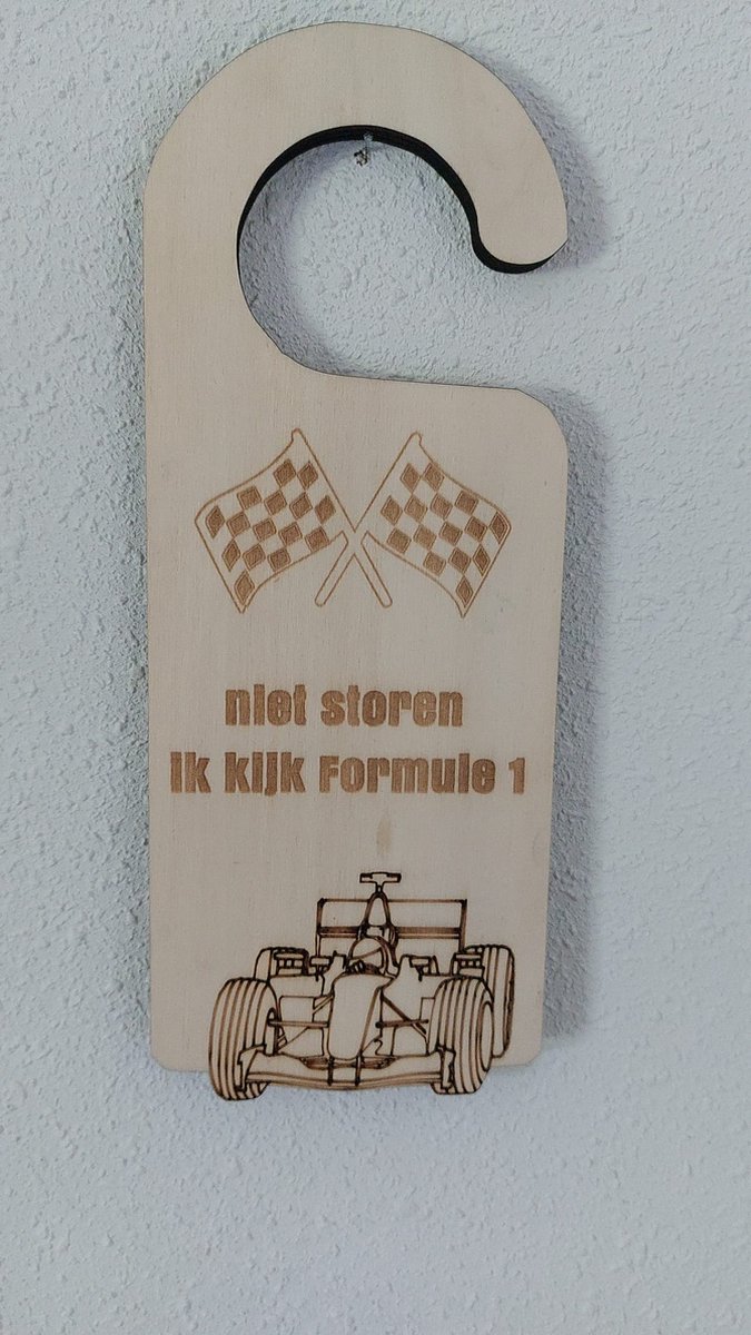 Deurhanger, tekstbordje Niet storen ik kijk formule 1 leuk voor papa opa oma mama en om cadeau te geven voor max fans of formule 1 fans