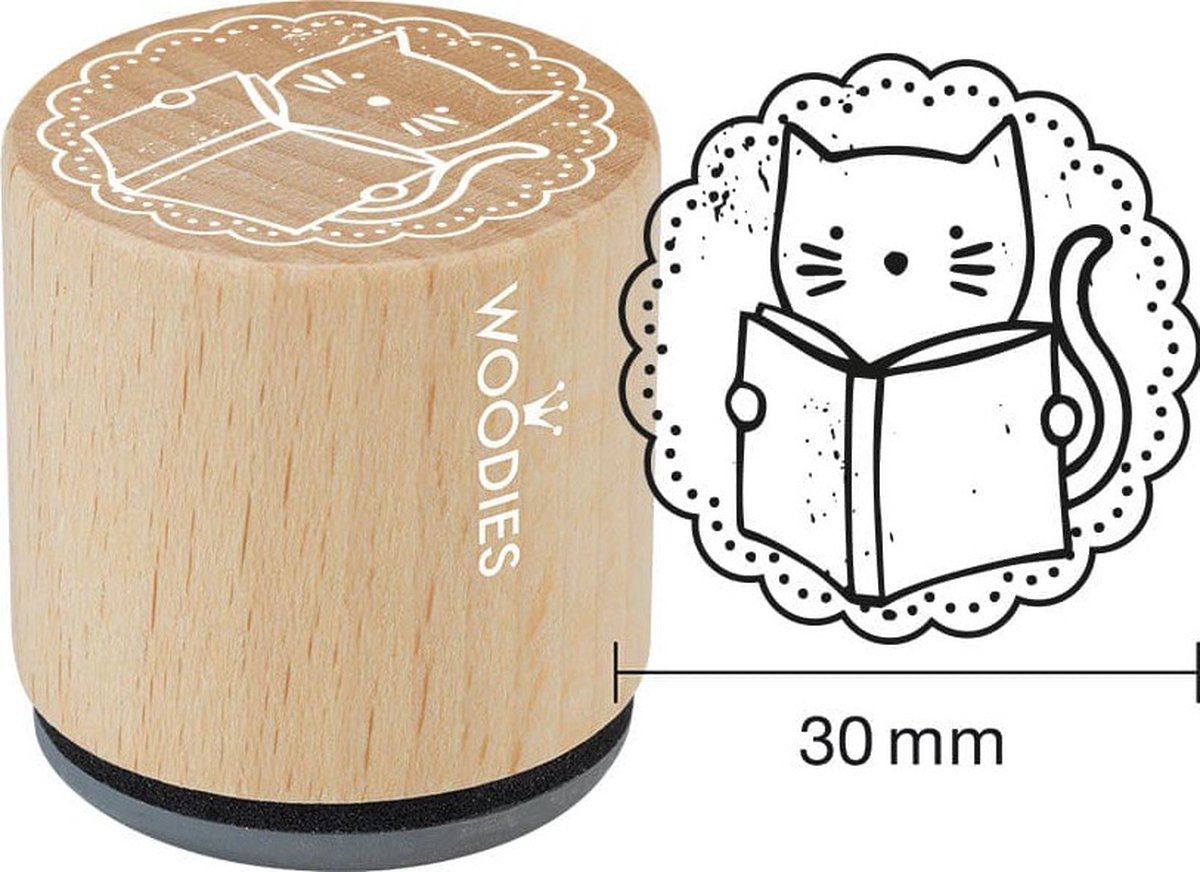 Houten stempel, d: 30 mm, h: 35 mm, Kat , 1stuk