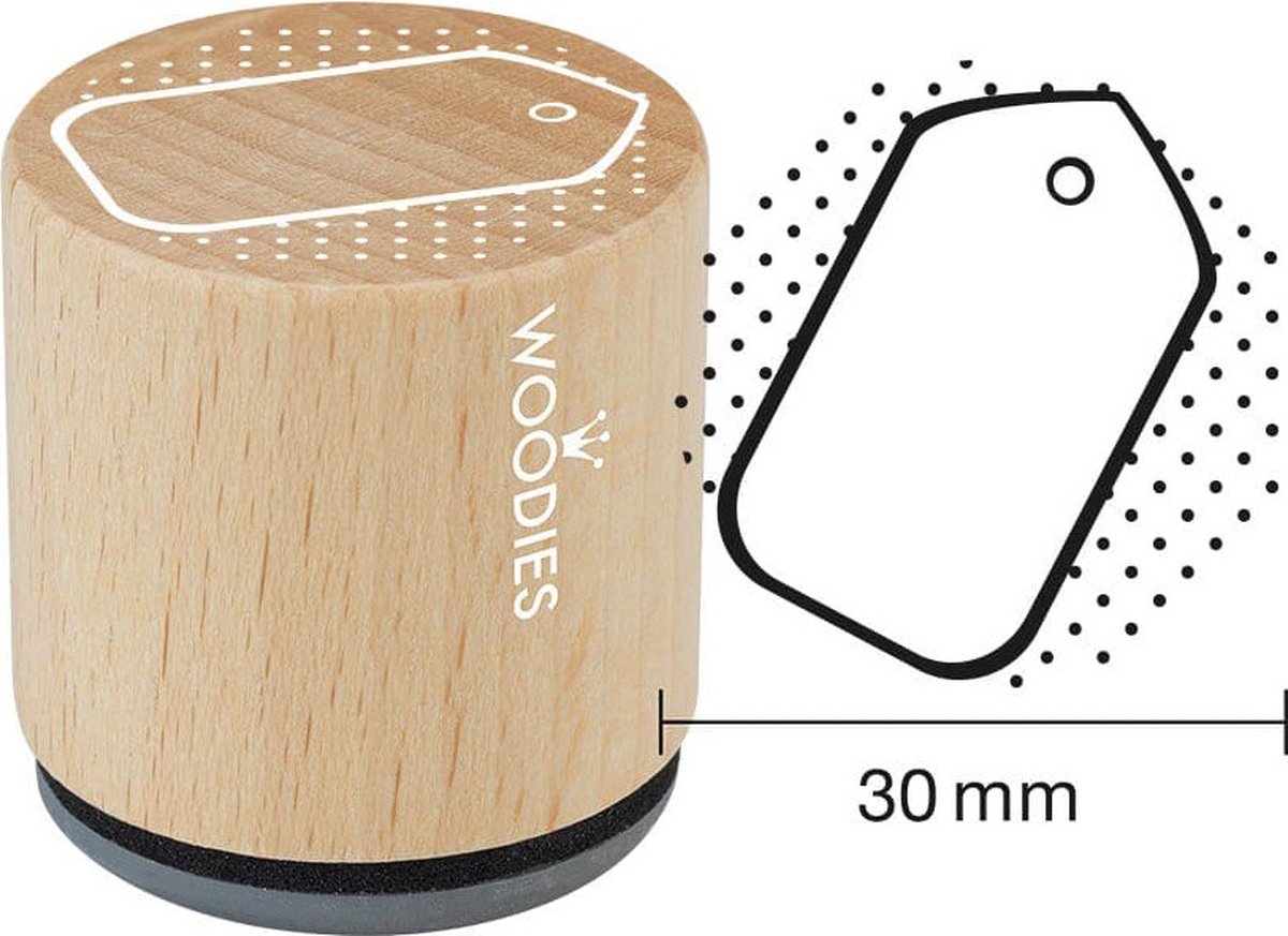 Houten stempel, d: 30 mm, h: 35 mm, Label , 1stuk