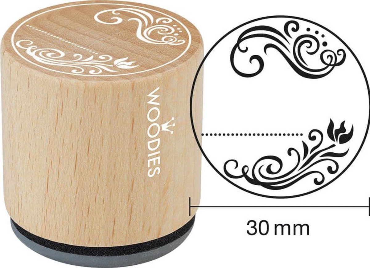 Houten stempel, d: 30 mm, h: 35 mm, Ornament , 1stuk