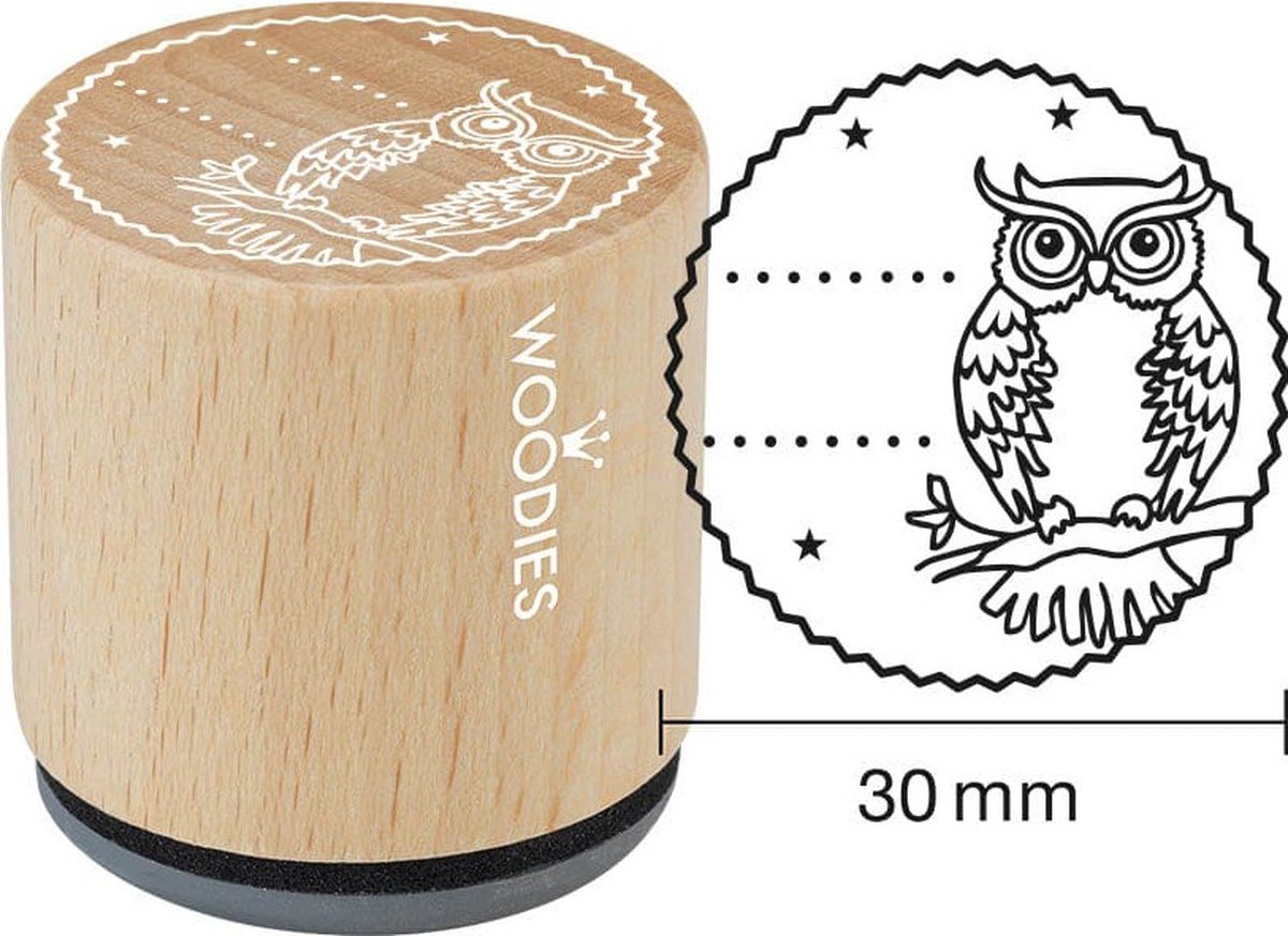 Houten stempel, d: 30 mm, h: 35 mm, Uil , 1stuk