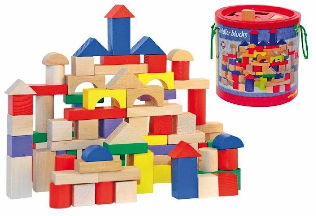 Houten Bouwblokken Blank/Gekleurd in Ton (100)