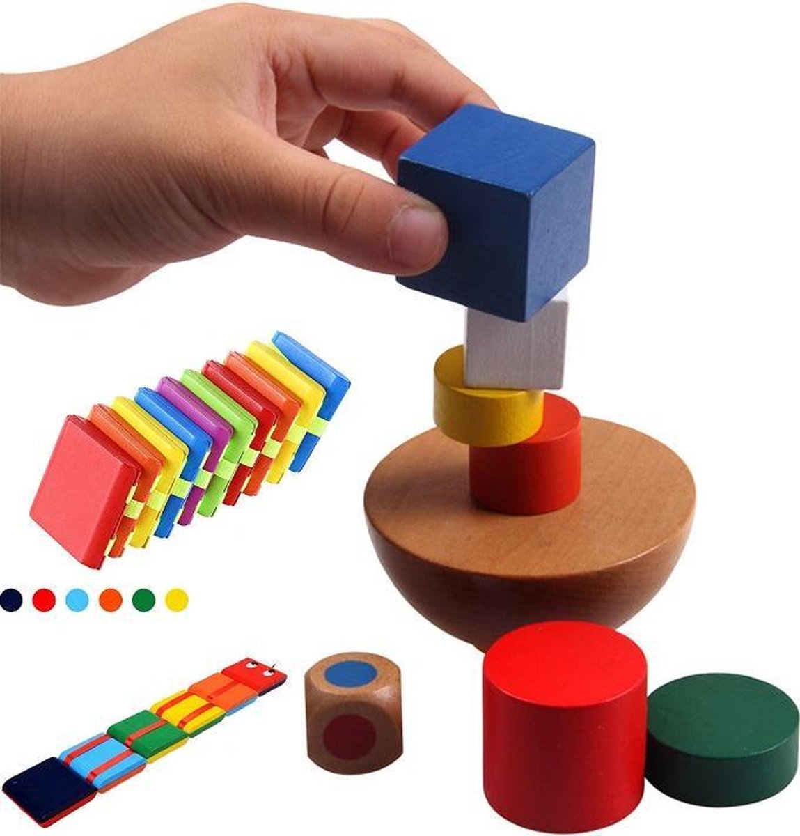 Balanceer Puzzel met Dobbelsteen Kleuter Educatief Speelgoed 4 jaar Houten Blokken Peuter Speelgoed Blokken - WoodyDoody