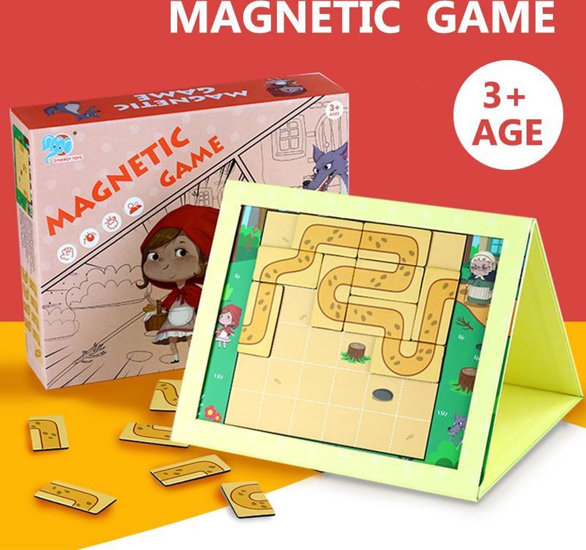 Montessori Educatieve Puzzel Magnetisch Speelgoed Roodkapje is Verdwaald - Creatief Puzzelen Meisjes Roodkapje Sprookje - WoodyDoody