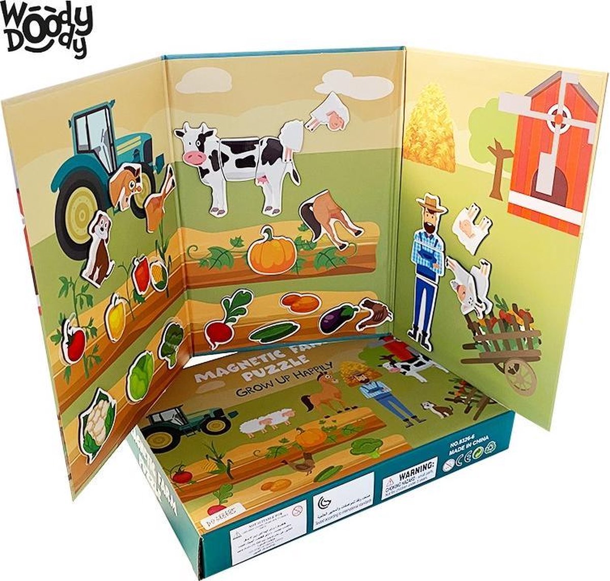 Montessori Speelgoed Educatieve Puzzel Magnetisch Speelgoed Boerderij Bouwen - Creatief Puzzelen Kinderen Boerderij Inrichten - WoodyDoody