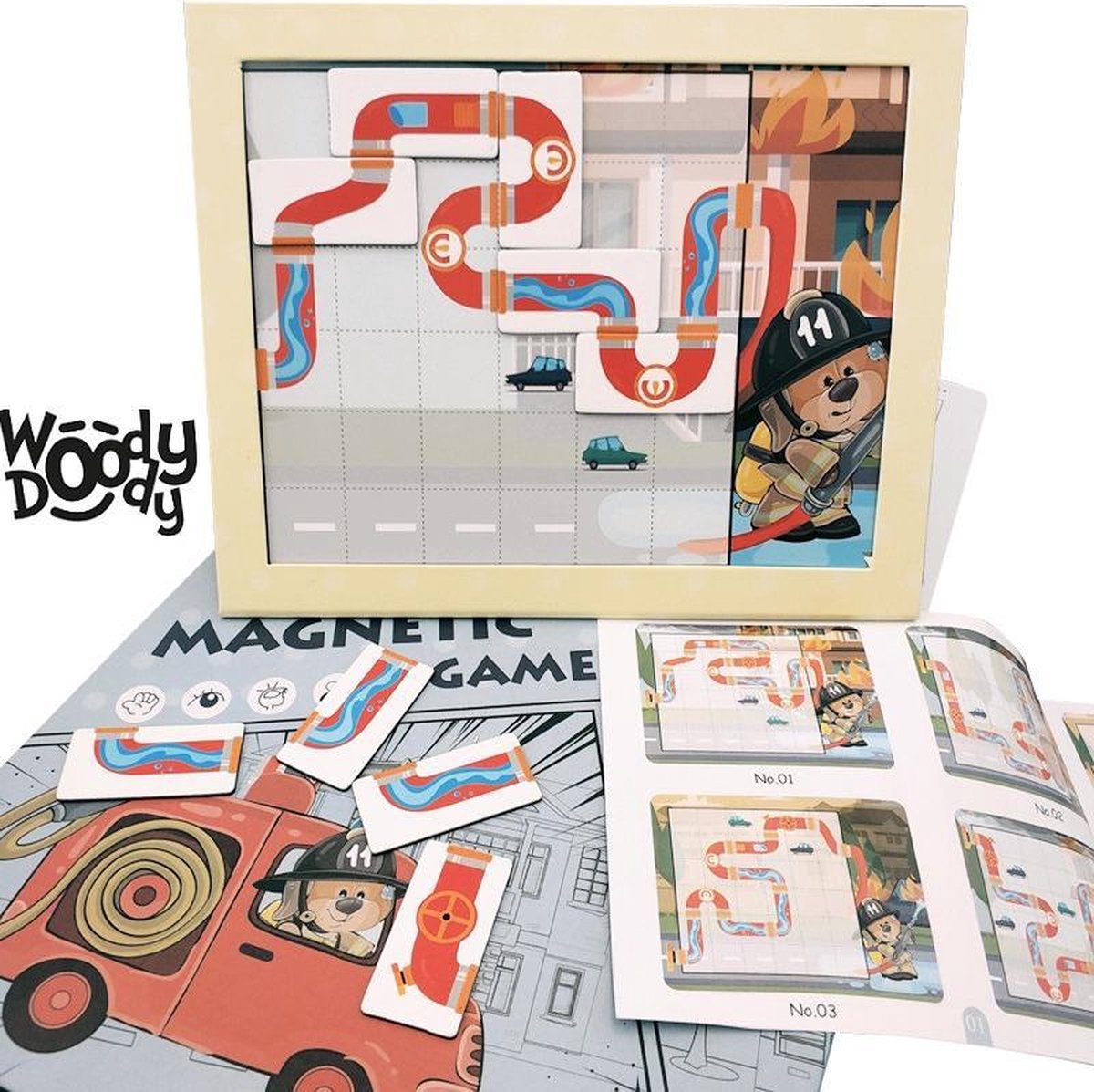 Montessori Speelgoed Educatieve Puzzel Magnetisch Speelgoed Brandweerman - Creatief Puzzelen Jongens Brandweer - WoodyDoody