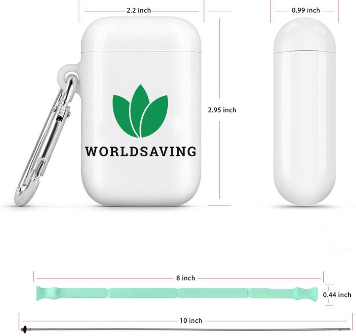 Worldsaving - Herbruikbare rietjes - Siliconen rietjes - Design case - Makkelijk draagbaar - BPA vrij - Flexibel - Opvouwbaar rietje - Tandbeschermend - Veilig & Duurzaam - Kindvriendelijk - Drinkrietjes - Milieubewust