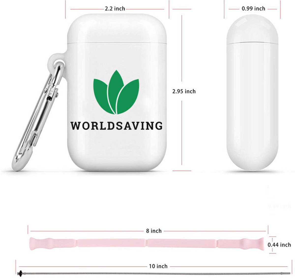 Worldsaving - Herbruikbare rietjes - Siliconen rietjes - Design case - Makkelijk draagbaar - BPA vrij - Flexibel - Opvouwbaar rietje - Tandbeschermend - Veilig & Duurzaam - Kindvriendelijk - Drinkrietjes - Milieubewust